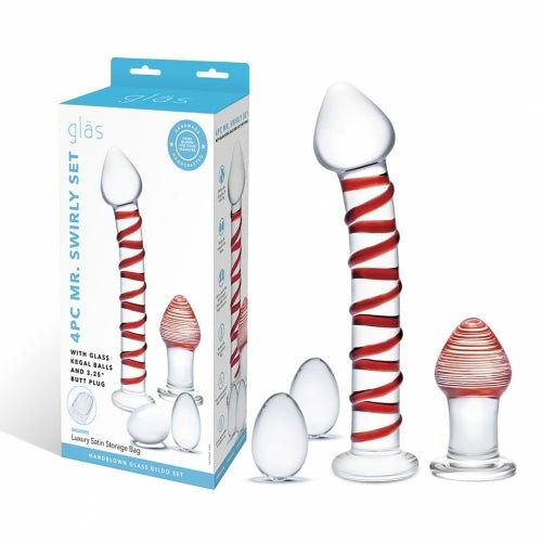 Anal Toys |  Glas 4Pc Mr Swirly Set W- Glass Kegal Balls & Butt Plug Anal Toys Anal Toys