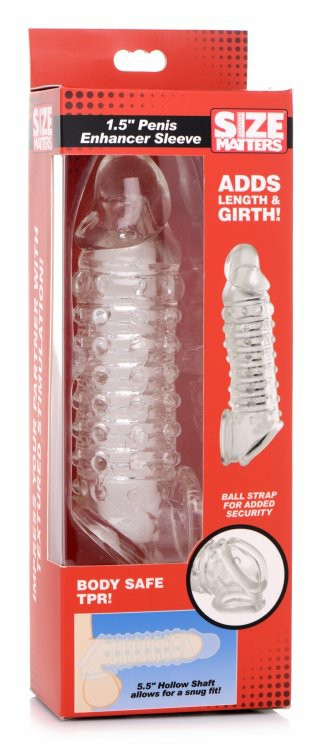 Cock Toys |  Size Matters 1.5In Penis Enhancer Sleeve Clear Cock Toys Cock Toys