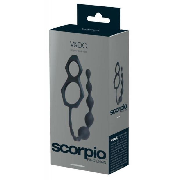 Cock Toys |  Vedo Scorpio C-Ring And Anal Chain – Just Black Cock Toys Cock Toys