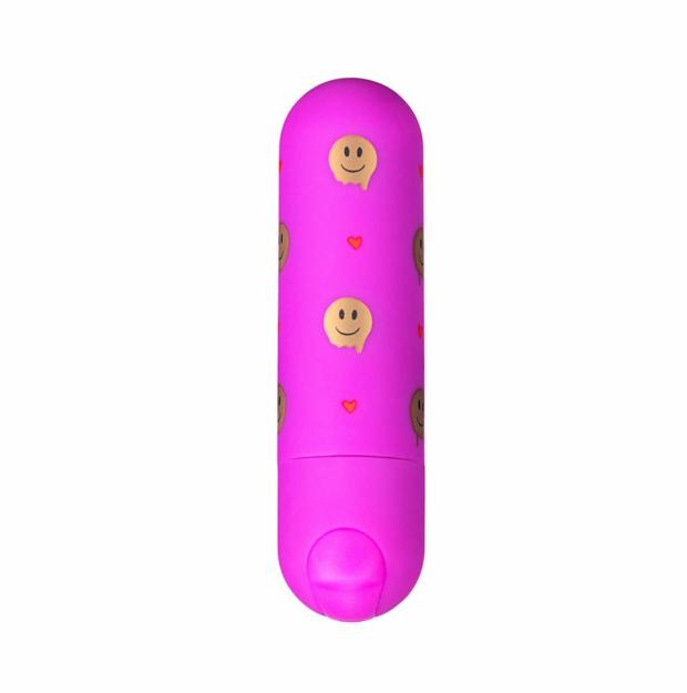 Vibrators |  Giggly Super Charged Mini Bullet W- Smiley Face Pattern Sex Toys Vibrators